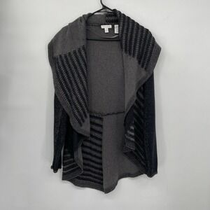 Charter Club Gray Black Stripe Open Front Cardigan Sweater‎ Size M